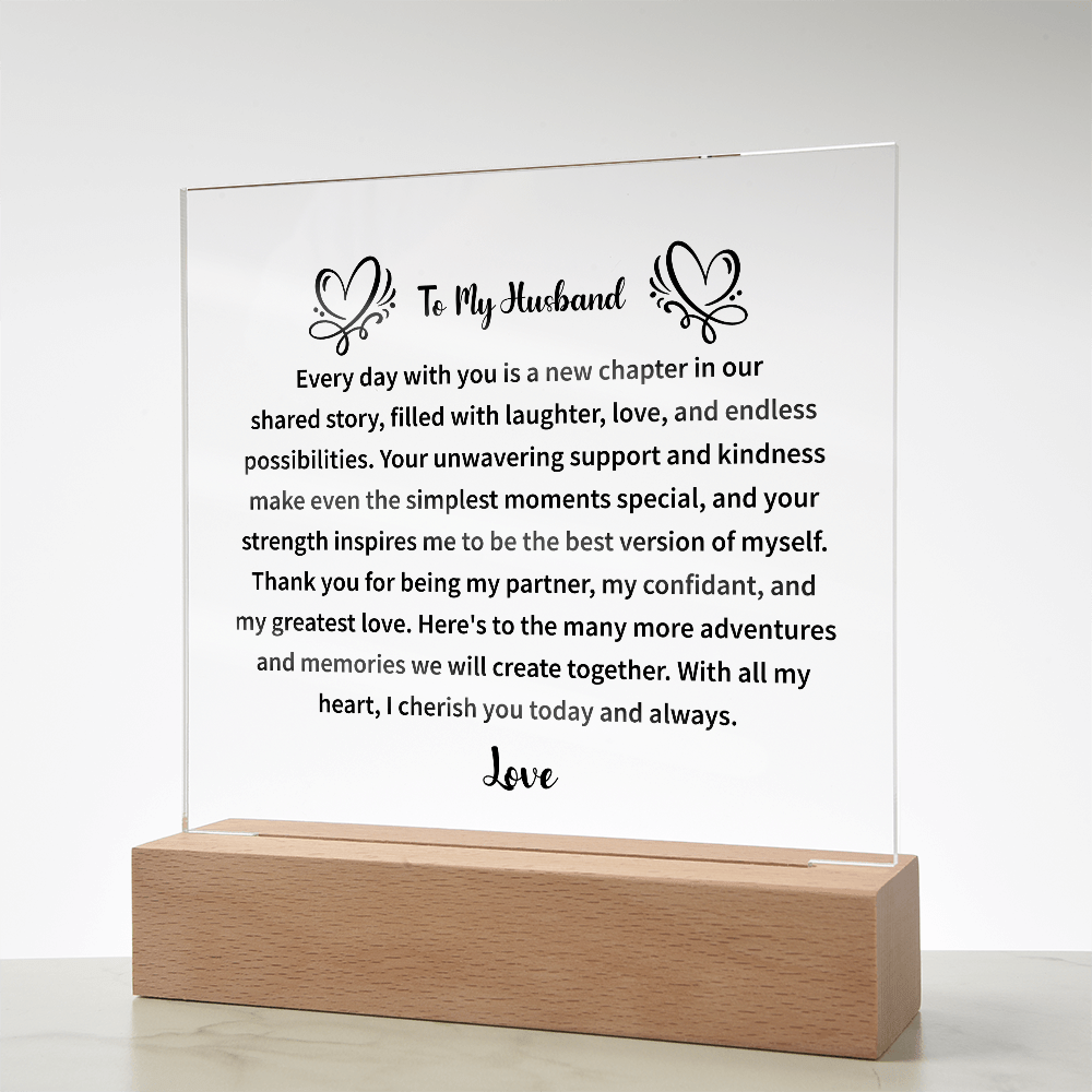 To My Husband - Acrylic Square Plaque - Beauty Belliss