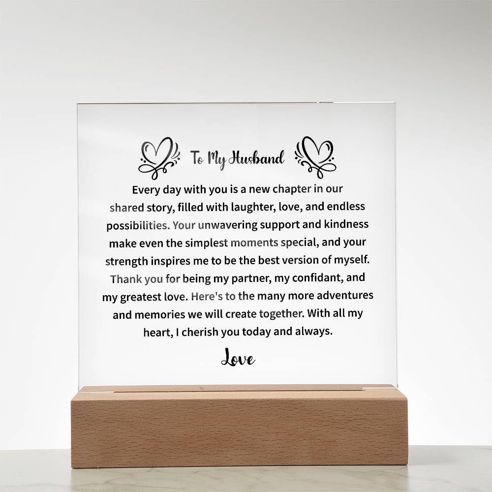 To My Husband - Acrylic Square Plaque - Beauty Belliss