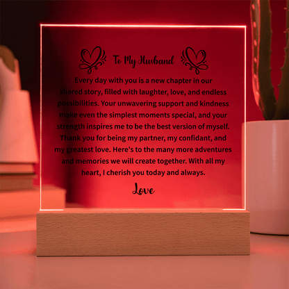 To My Husband - Acrylic Square Plaque - Beauty Belliss