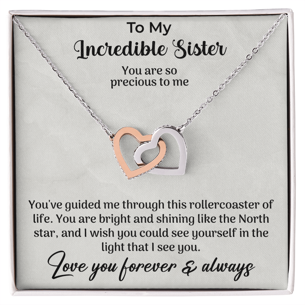 To my incredible sister Interlocking Hearts Necklace - Beauty Belliss
