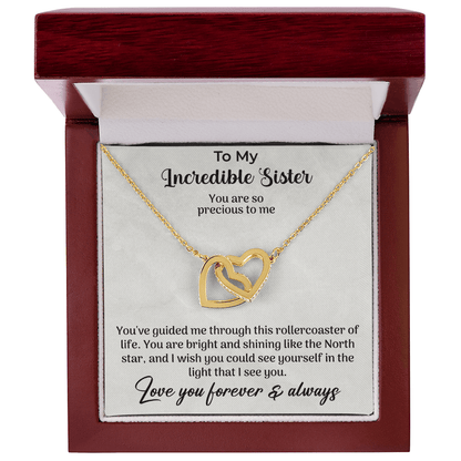 To my incredible sister Interlocking Hearts Necklace - Beauty Belliss