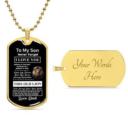 To my lovely son Luxury Graphic Dog Tag Necklace - Beauty Belliss