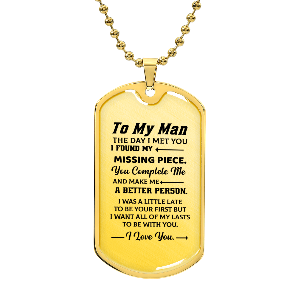 To my man Luxury Graphic Dog Tag Necklace - Beauty Belliss