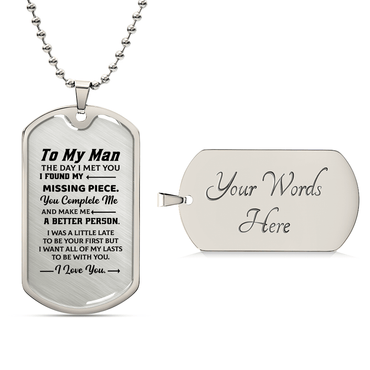 To my man Luxury Graphic Dog Tag Necklace - Beauty Belliss