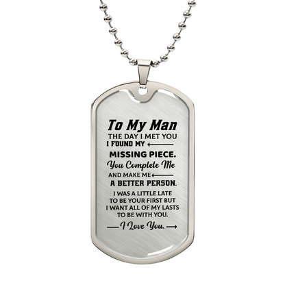 To my man Luxury Graphic Dog Tag Necklace - Beauty Belliss