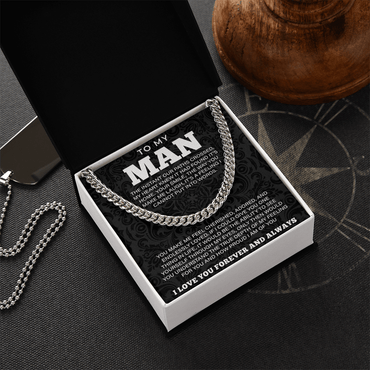To My Man Necklace, Boyfriend Valentines Day Gift, Mens Cuban Chain Necklace for Fiance, Men Necklaces for Him, Gift For Boyfriend, Husband Gift, Husband Necklace, Boyfriend Necklace, Boyfriend Jewelry - Beauty Belliss