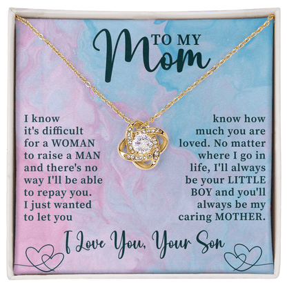 To My Mom Love Knot Necklace, Mother's Day Birthday Gift Ideas From Daughter & Son - Beauty Belliss