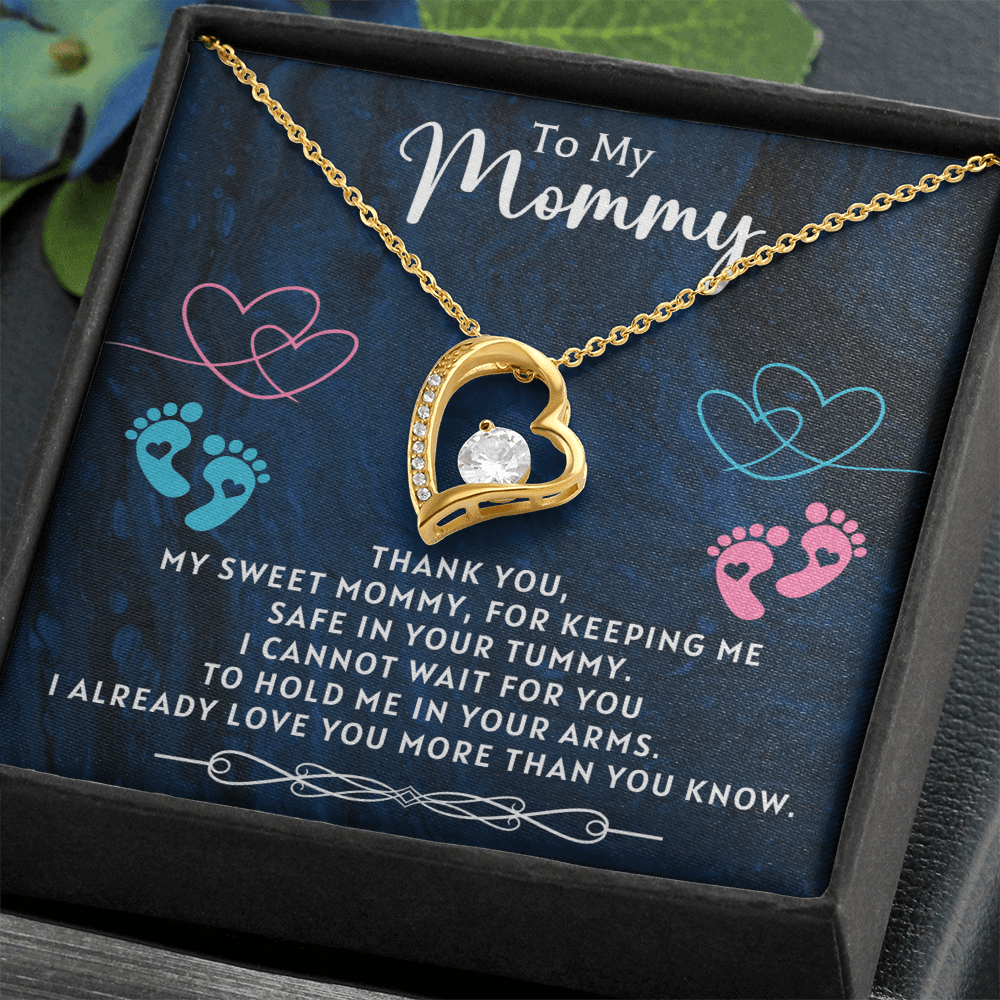 To My Mommy Necklace From Unborn Baby, Expecting Mom Christmas, Pregnant Wife Necklace, Pregnant Sister Jewelry, Pregnant Daughter - in - Law Gifts, Mom To Be Jewelry, Necklace From Baby Bump Baby Shower Gifts - Beauty Belliss