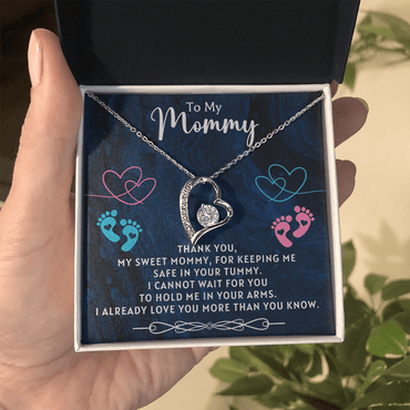 To My Mommy Necklace From Unborn Baby, Expecting Mom Christmas, Pregnant Wife Necklace, Pregnant Sister Jewelry, Pregnant Daughter - in - Law Gifts, Mom To Be Jewelry, Necklace From Baby Bump Baby Shower Gifts - Beauty Belliss