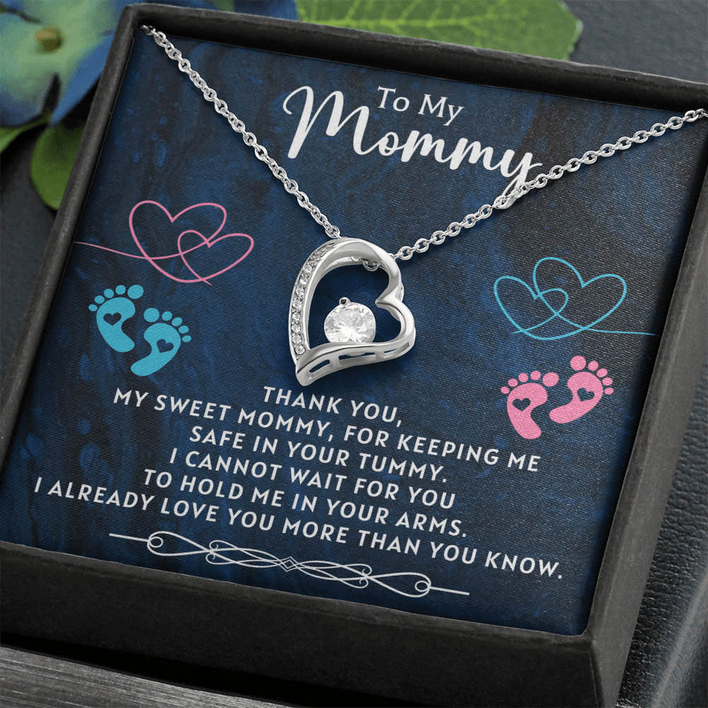 To My Mommy Necklace From Unborn Baby, Expecting Mom Christmas, Pregnant Wife Necklace, Pregnant Sister Jewelry, Pregnant Daughter - in - Law Gifts, Mom To Be Jewelry, Necklace From Baby Bump Baby Shower Gifts - Beauty Belliss