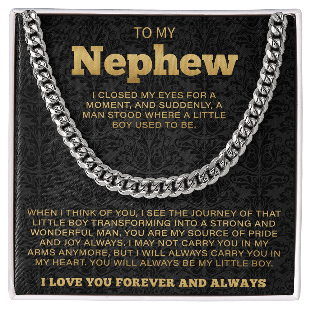 To my nephew necklace - Cuban Chain Necklace For Nephew From Aunt/Uncle, Nephew Birthday Gift From Uncle, Graduation Gift For Nephew, Present for Nephew, Christmas Gift For Nephew - Beauty Belliss
