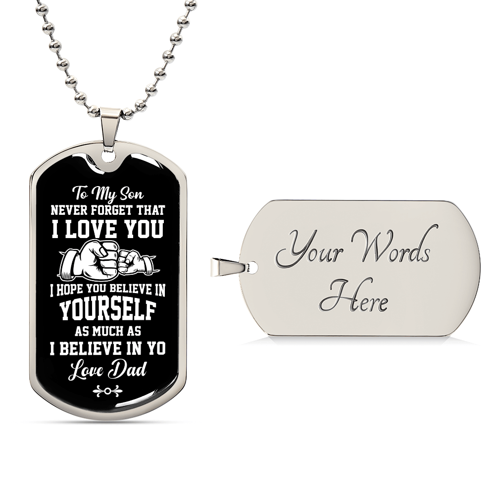 To my son Luxury Graphic Dog Tag Necklace - Beauty Belliss