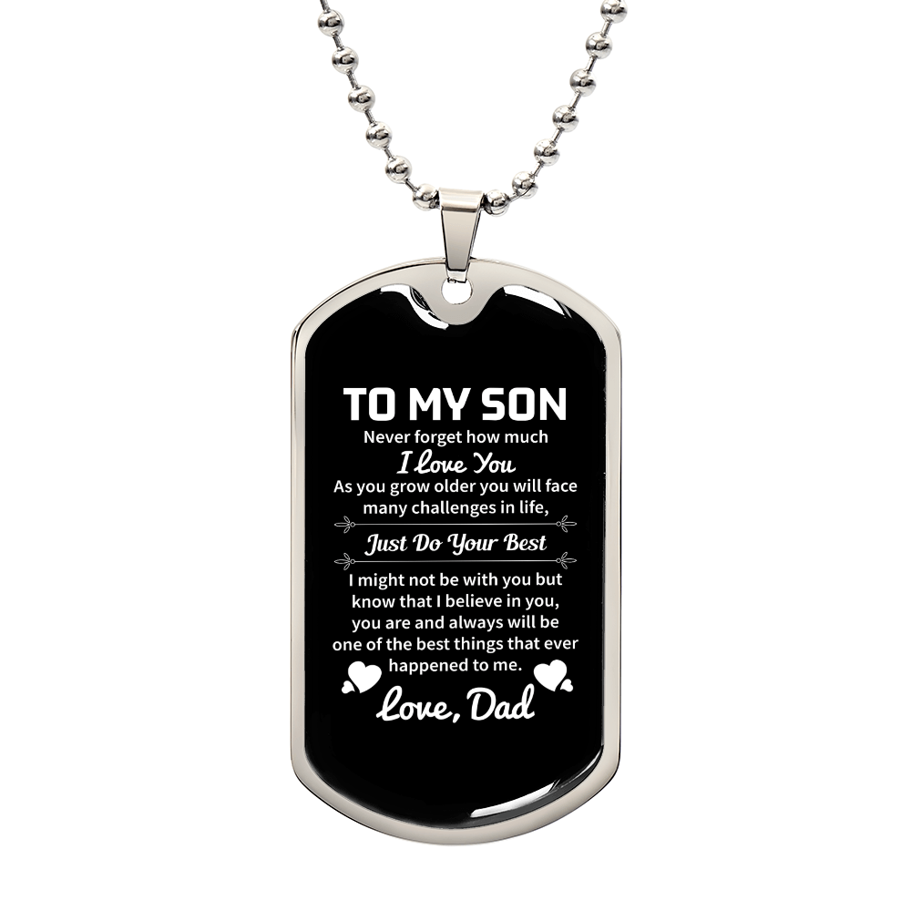 To my son Luxury Graphic Dog Tag Necklace - Beauty Belliss