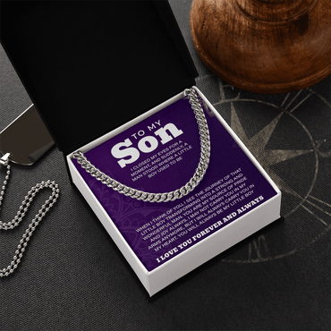 To My Son Necklace, Mother to Son Necklace, Son Necklace From Mom, Luxury Jewelry Gifts For My Son, Necklace Makes Unique Christmas, Graduation, Birthday Gifts For Son, Cuban Chain Gift For Men - Beauty Belliss