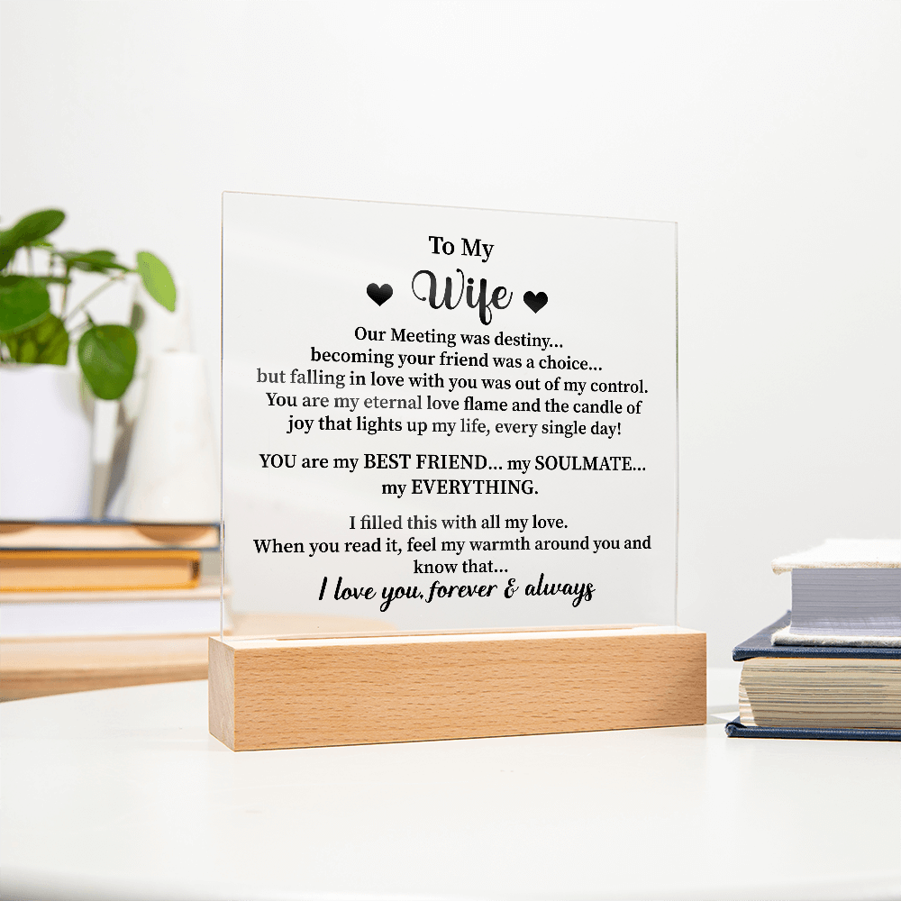 To my wife Acrylic Square Plaque - Beauty Belliss