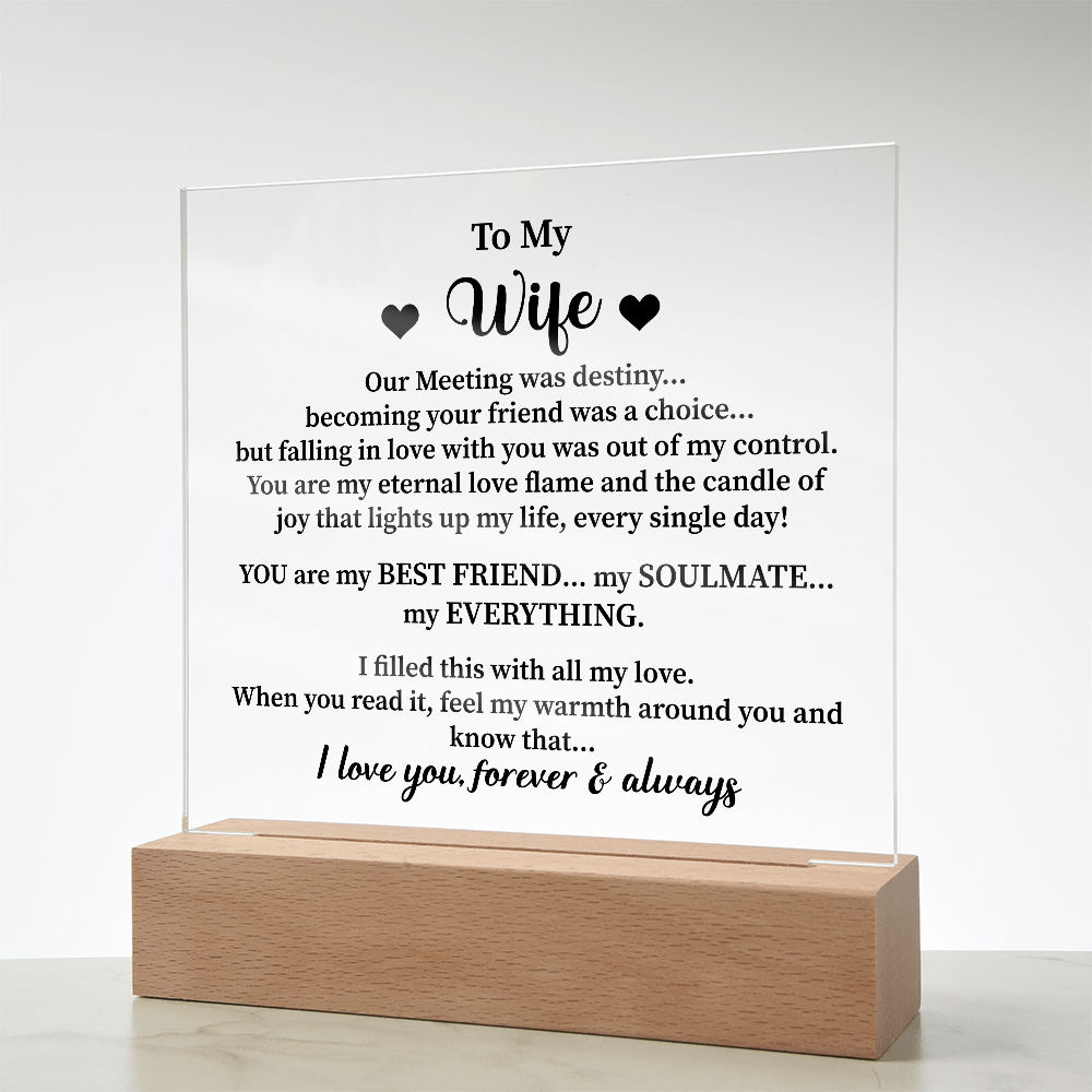 To my wife Acrylic Square Plaque - Beauty Belliss