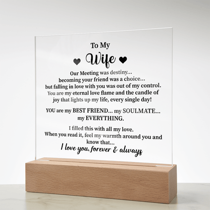 To my wife Acrylic Square Plaque - Beauty Belliss