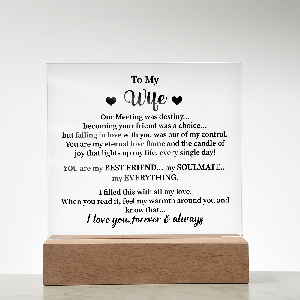 To my wife Acrylic Square Plaque - Beauty Belliss