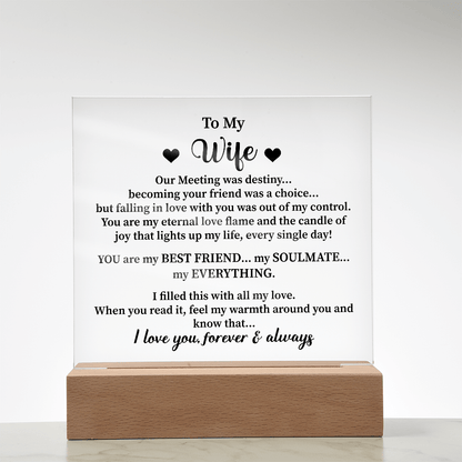 To my wife Acrylic Square Plaque - Beauty Belliss