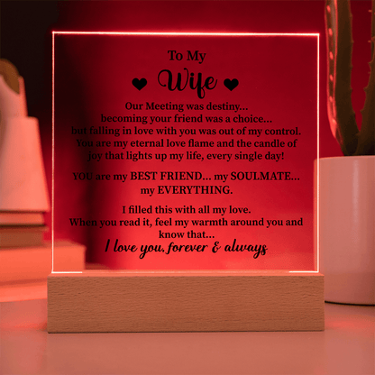To my wife Acrylic Square Plaque - Beauty Belliss