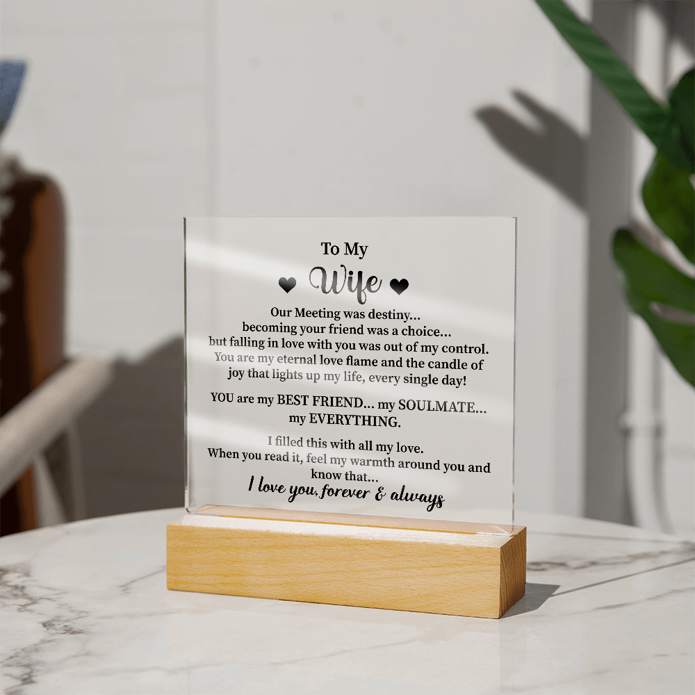 To my wife Acrylic Square Plaque - Beauty Belliss