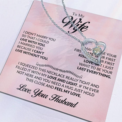 wife necklace paired with sentimental message card expressing love