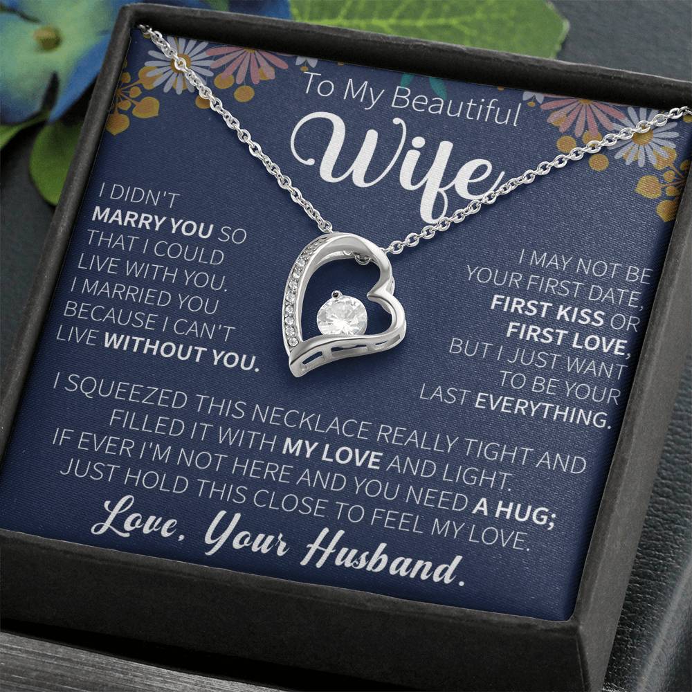 wife wearing forever love necklace in a romantic lifestyle setting