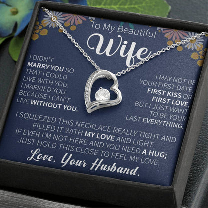 wife wearing forever love necklace in a romantic lifestyle setting