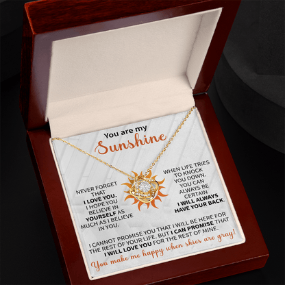 You are My Sunshine Necklace, Inspirational Sunshine Sunflower Necklaces Sunflower Pendant for Mom Girlfriend Sister Wife Daughter - Beauty Belliss